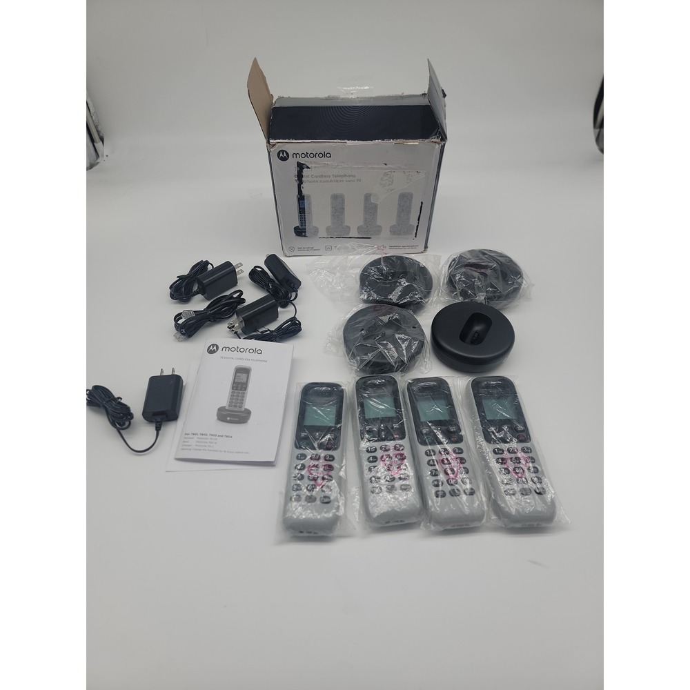 NEW Motorola T604 Dark Grey Digital Cordless 4 Handsets w/ Bases Brand NEW Read